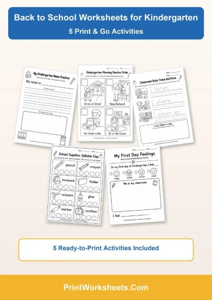Free Printable Back to School Worksheets for Kindergarten