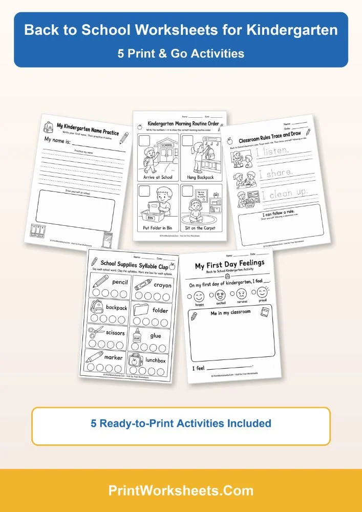 Back to School Worksheets Worksheet - Free Printable Back to School Worksheets for Kindergarten | Free Printable