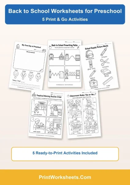 Free Printable Back to School Worksheets for Preschool