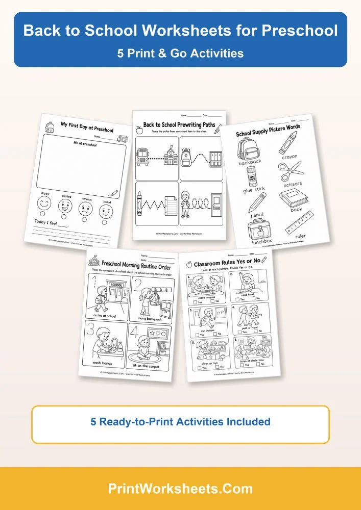 Back to School Worksheets Worksheet - Free Printable Back to School Worksheets for Preschool | Free Printable