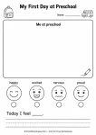 First day preschool feelings worksheet