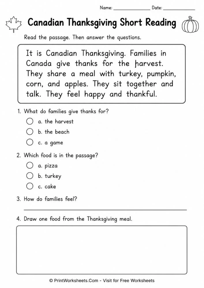 canadian-thanksgiving-worksheets-for-1st-grade-page-4 Canadian Thanksgiving reading shorting story