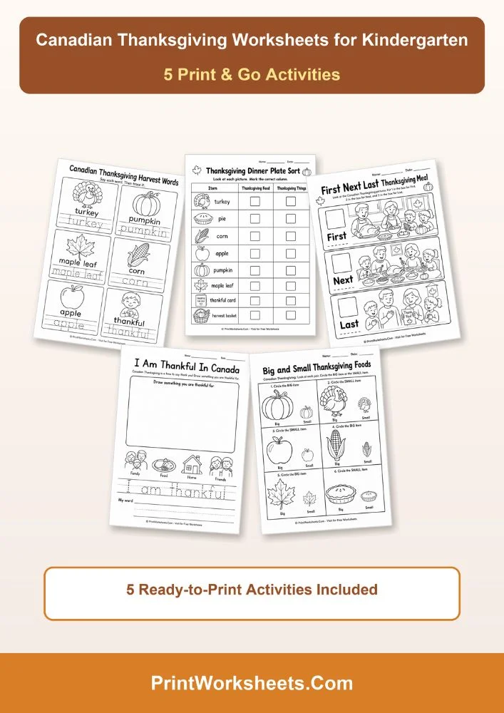 Thanksgiving Worksheets Worksheet - Free Canadian Thanksgiving Worksheets for Kindergarten | Free Printable