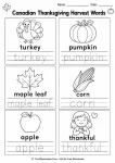 Canadian Thanksgiving harvest words tracing preschool