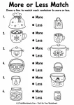Match containers to more or less vocabulary worksheet