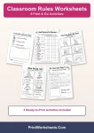 Classroom rules worksheets printable pack