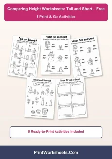 Height Worksheets Worksheet - Free Comparing Height Worksheets Tall and Short PDF | Free Printable