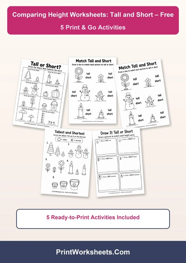 Height Worksheets Worksheet - Free Comparing Height Worksheets Tall and Short PDF | Free Printable