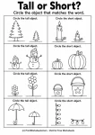 Comparing height worksheets tall and short circle object