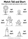 Match tall and short height measurement worksheet