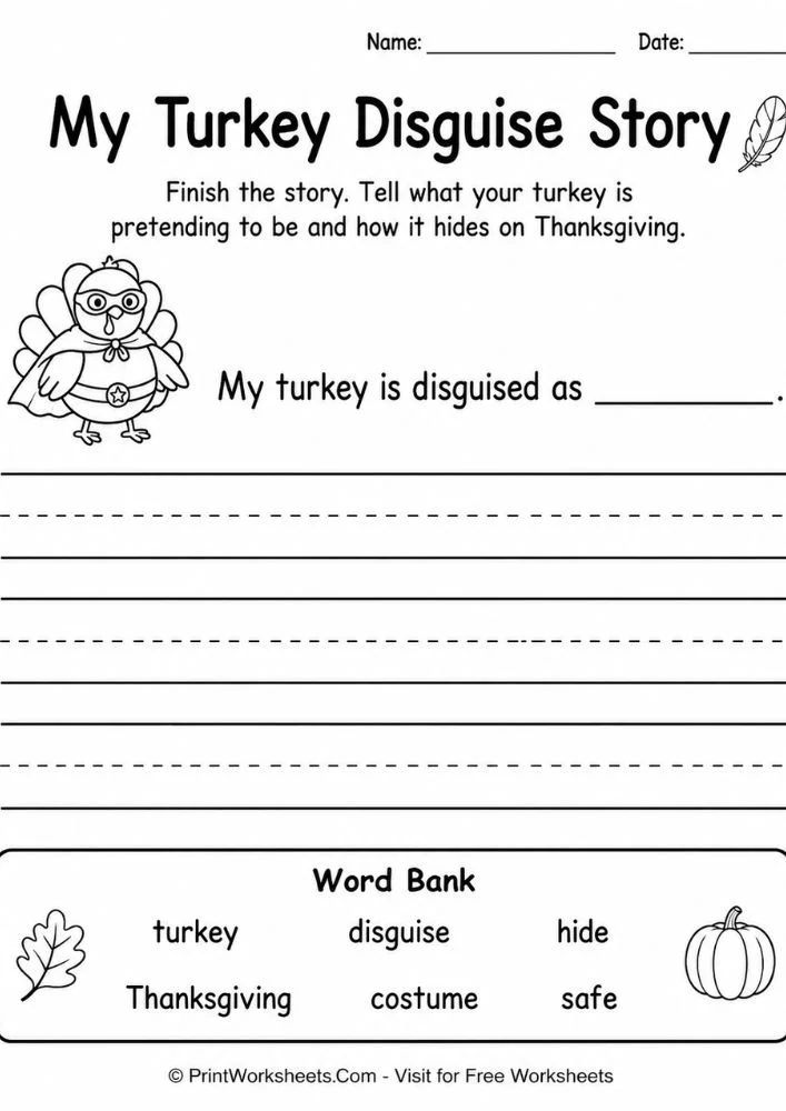 disguise-a-turkey-template-printable-page-4 Turkey disguise story writing prompt