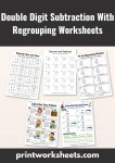 Free 2 digit subtraction with regrouping worksheets pack