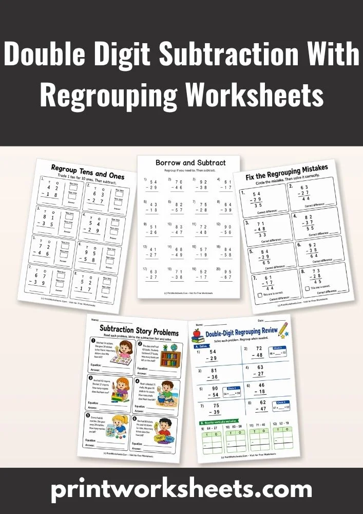 Subtraction Worksheets Worksheet - Free 2 Digit Subtraction With Regrouping Worksheets PDF | Free Printable