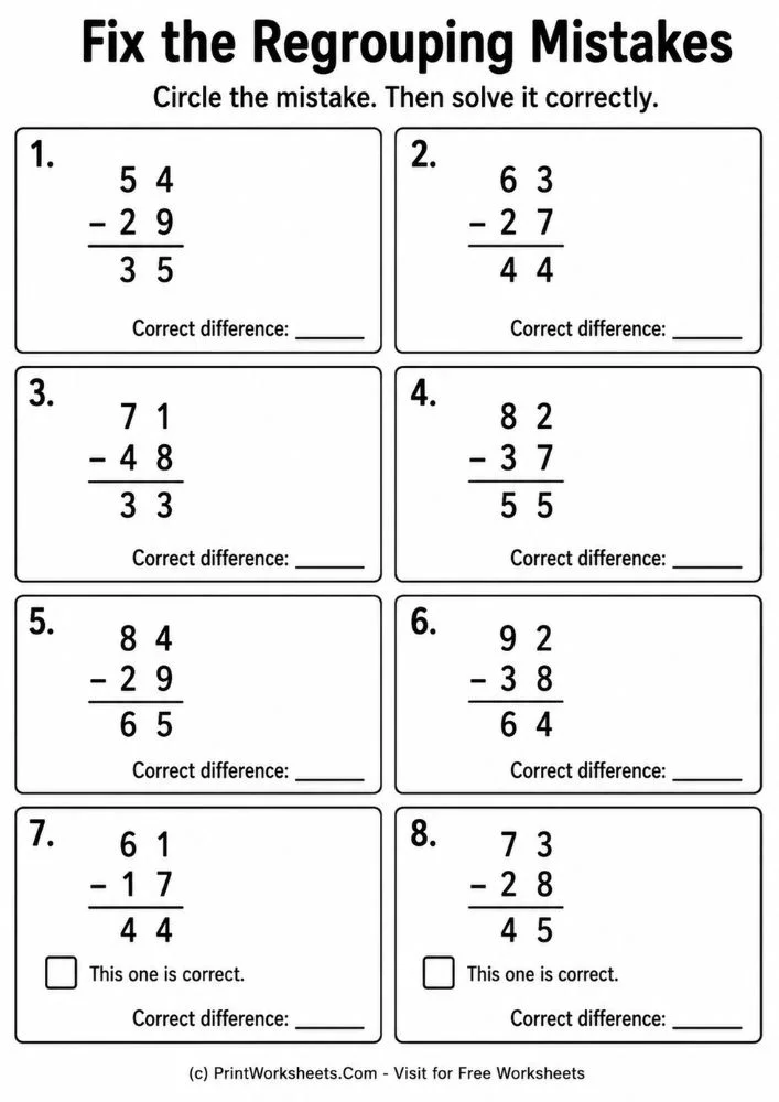 Double digit subtraction with regrouping word problems