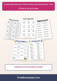 Subtraction Worksheets Worksheet - Double Digit Subtraction Without Regrouping Worksheets PDF | Free Printable