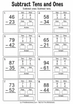 Double digit subtraction without regrouping worksheets tens and ones