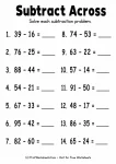 Horizontal double digit subtraction without regrouping worksheets