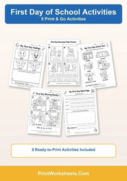 5 Free Printable First Day of School Activities (PDF)