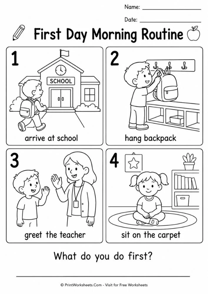 First day school tour worksheet