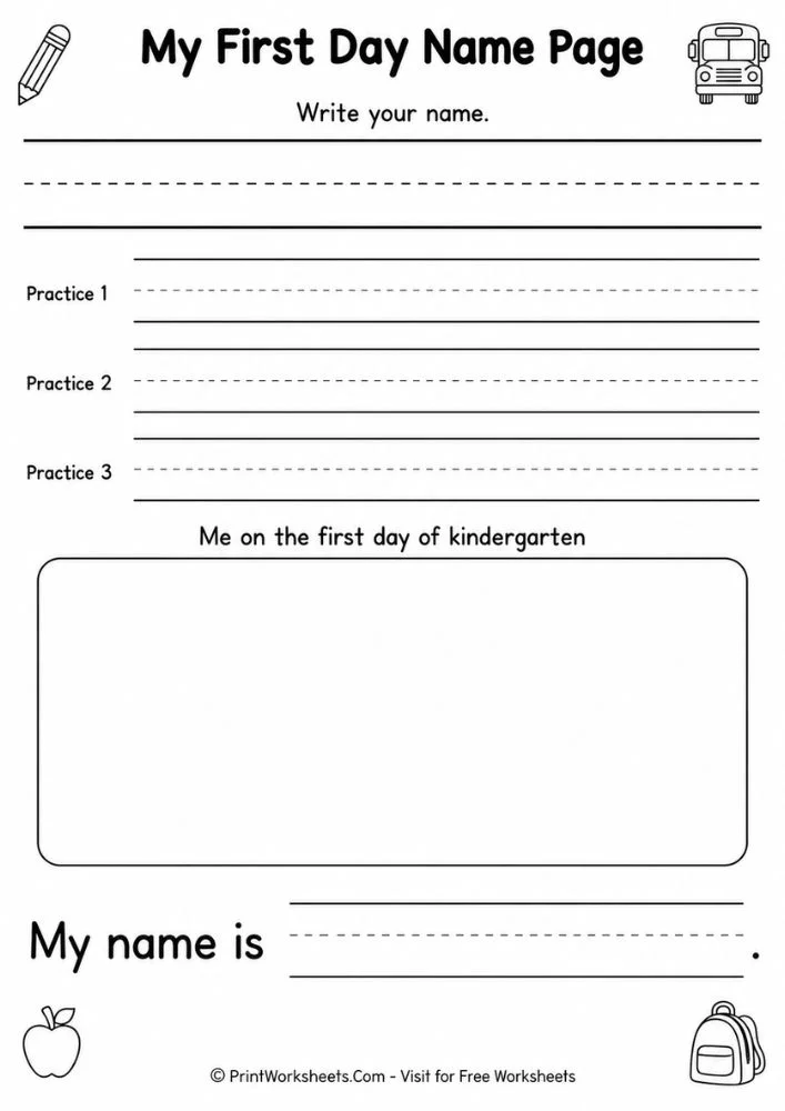 5 Free Printable First Day of School Activities (PDF) - Worksheet Image