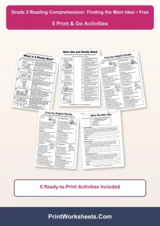 Reading Comprehension Worksheet - Free Grade 3 Reading Comprehension Finding the Main Idea PDF | Free Printable