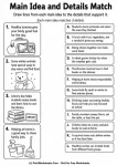 Main idea and details match reading comprehension worksheet