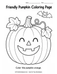 Friendly pumpkin halloween coloring page