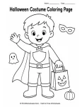 Kid costume halloween coloring page