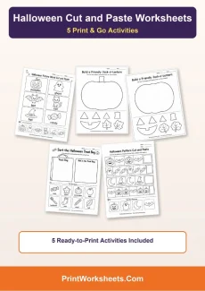 Halloween Worksheets Worksheet - Free Printable Halloween Cut and Paste Worksheets (PDF) | Free Printable