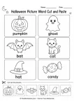 Halloween picture word cut paste