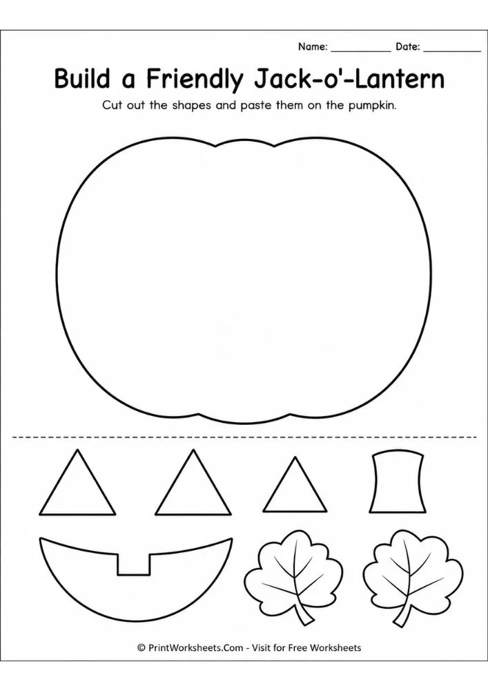 halloween-cut-and-paste-worksheets-page-3 Make a pumpkin paper craft