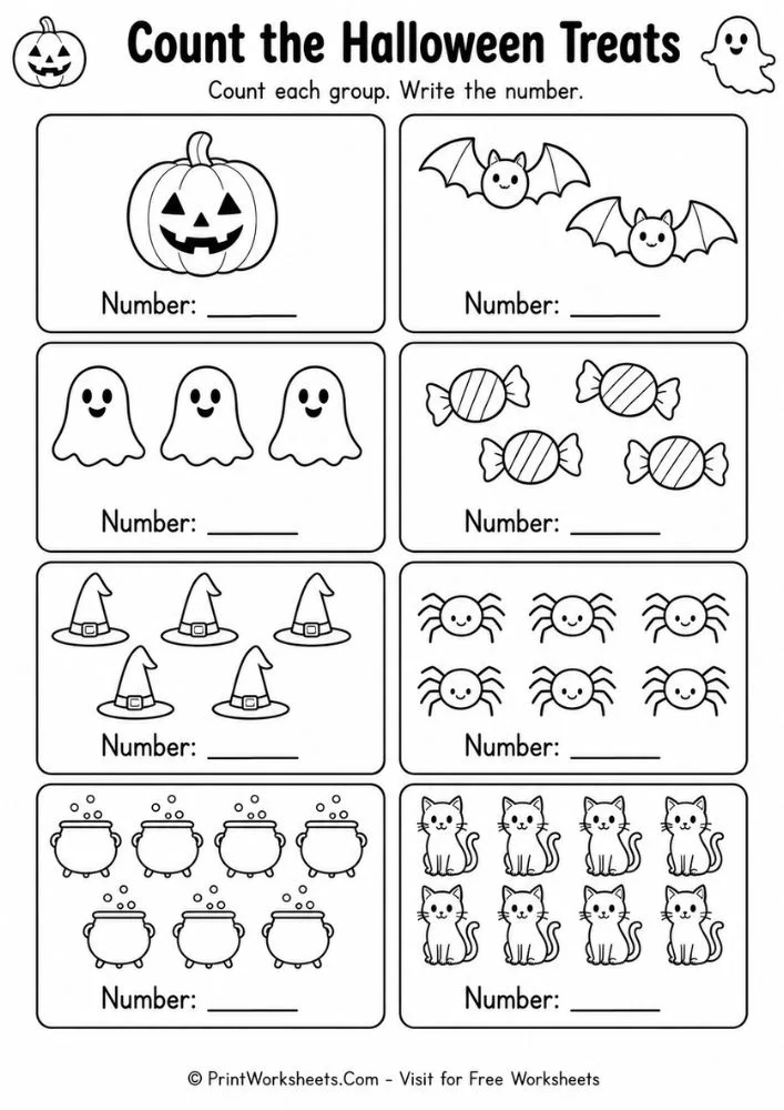 halloween-math-worksheets-page-1 Count the halloween treats worksheet