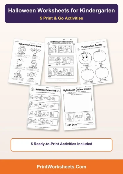 Free Printable Halloween Worksheets for Kindergarten