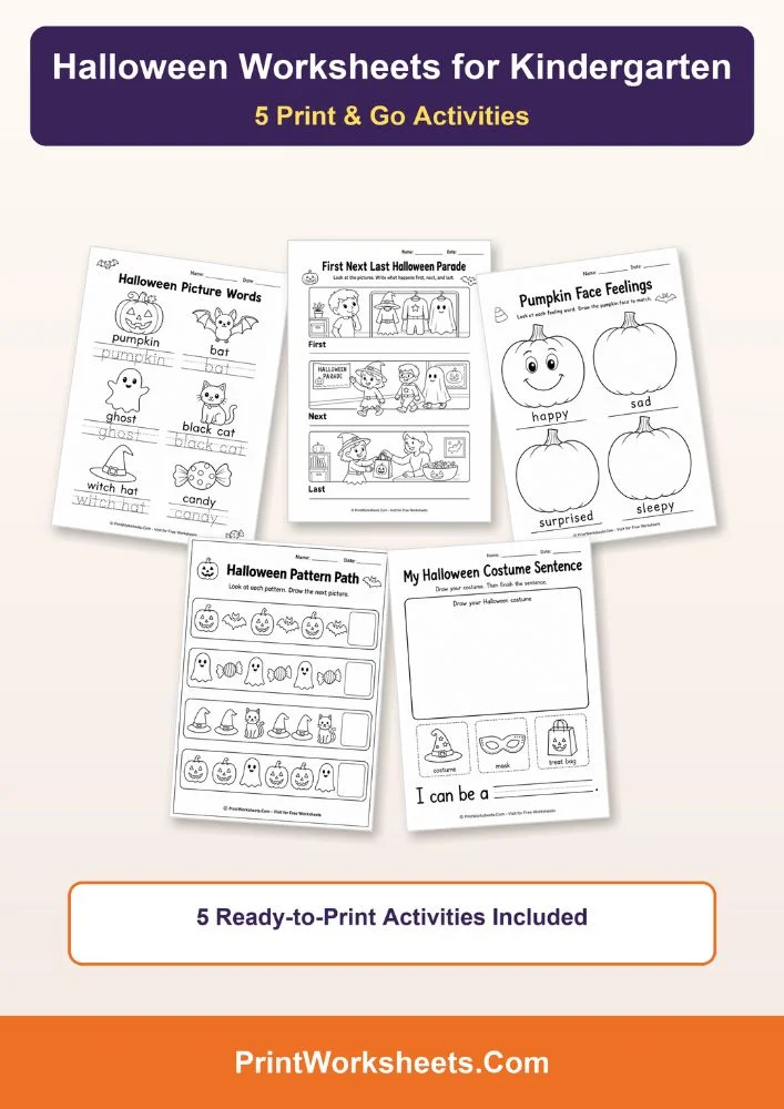 Halloween Worksheets Worksheet - Free Printable Halloween Worksheets for Kindergarten | Free Printable