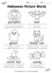 Halloween picture words tracing worksheet