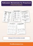 Preschool halloween worksheets printable pack
