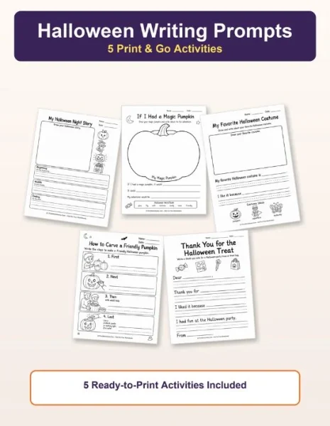 5 Free Printable Halloween Writing Prompts (PDF Pack)