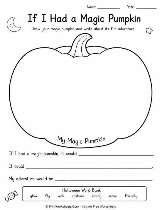 Magic pumpkin creative writing worksheet