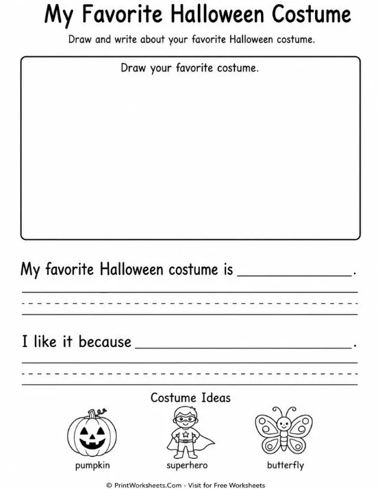 Favorite halloween costume writing page