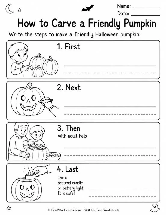 Carve a pumpkin sequence writing