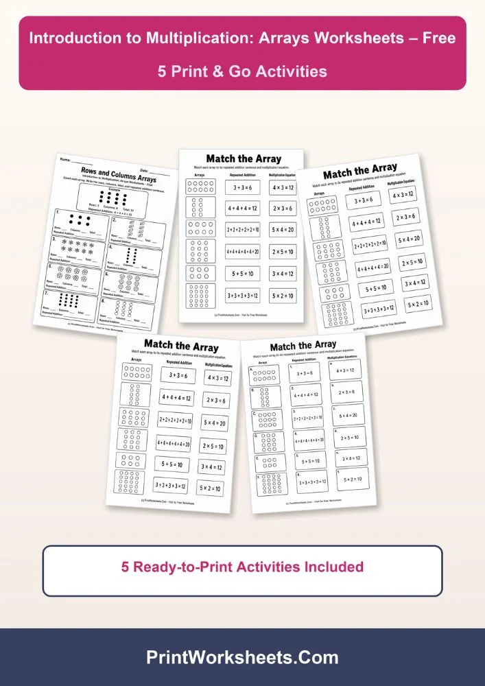 Multiplication Worksheets Worksheet - Free Introduction to Multiplication Arrays Worksheets | Free Printable