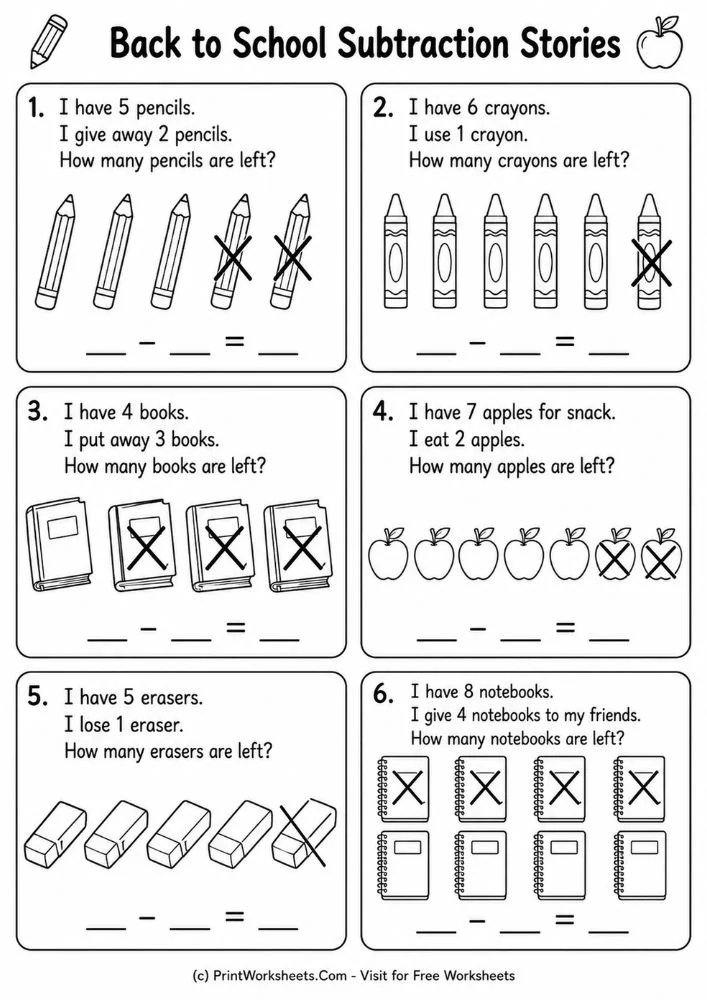 Back to school patterns visual math worksheet kindergarten