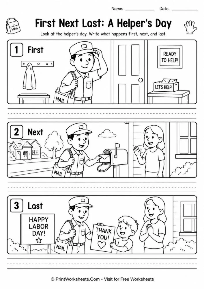 Mail carrier day sequencing worksheet