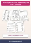 Kindergarten labor day worksheets pack
