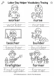 Labor day helper vocabulary tracing