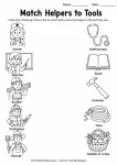 Labor day tools matching worksheet