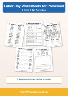 Labor Day Worksheets Worksheet - 5 Free Printable Labor Day Worksheets for Preschool | Free Printable