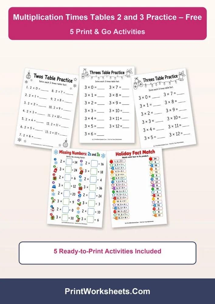 Multiplication Worksheets Worksheet - 2 and 3 Times Table Worksheets PDF for 3rd Grade | Free Printable