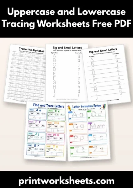 Uppercase and Lowercase Tracing Worksheets Free PDF