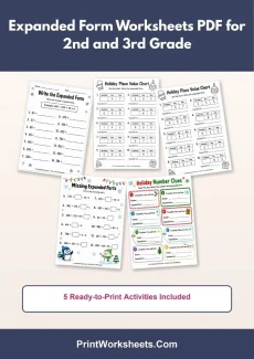 Place Value Worksheets Worksheet - Expanded Form Worksheets PDF for 2nd and 3rd Grade | Free Printable